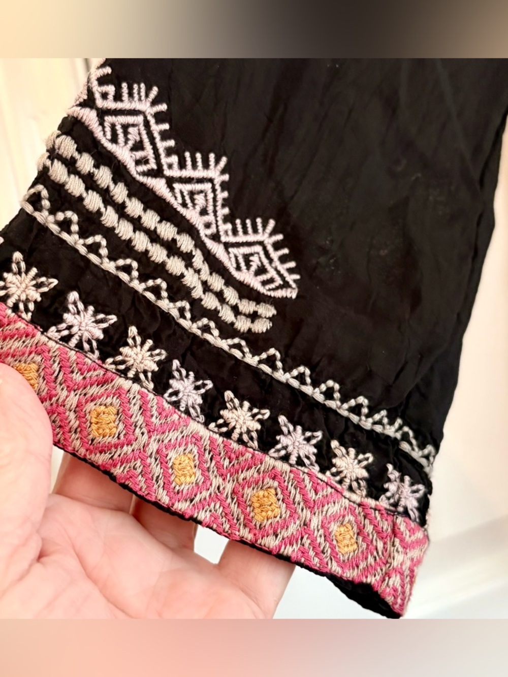Johnny Was Black Floral Embroidered V-Neck Tunic, medium - Picture 4 of 7